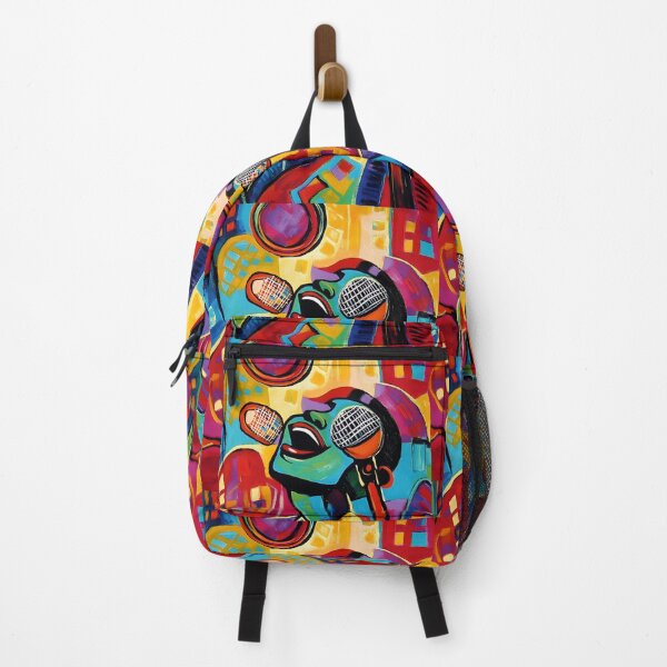 Item preview, Vibrant and Colorful Depiction of a Passionate Singer Surrounded by Energetic Geometric Shapes designed and sold by OlfactoART Studio.