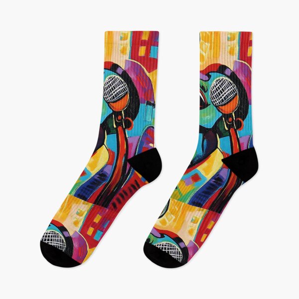 Item preview, Vibrant and Colorful Depiction of a Passionate Singer Surrounded by Energetic Geometric Shapes designed and sold by OlfactoART Studio.
