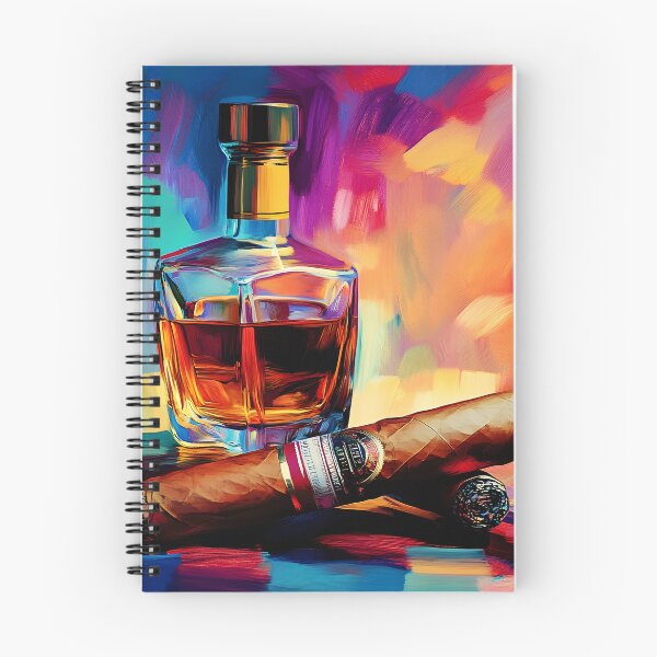 Item preview, Vibrant Multicolored Background Framing a Glass Decanter and Cigars in Luxurious Style designed and sold by OlfactoART Studio.