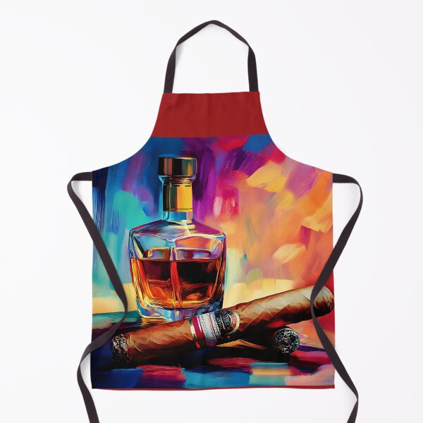 Item preview, Vibrant Multicolored Background Framing a Glass Decanter and Cigars in Luxurious Style designed and sold by OlfactoART Studio.