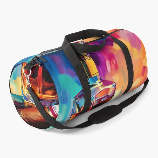 Item preview, Vibrant Multicolored Background Framing a Glass Decanter and Cigars in Luxurious Style designed and sold by OlfactoART Studio.