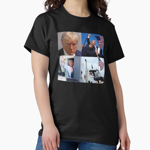 Vista previa del artículo con la obra «Camión de basura de Donald Trump, Trump baleado, Trump McDonald's», diseñado y vendido por kariandco.