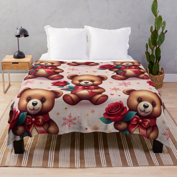 Item preview, Bold Teddy Bear and Roses: A bold and striking pattern featuring a dramatic teddy bear and vibrant red roses, perfect for making a statement. designed and sold by Grang Art Artistic Designs.