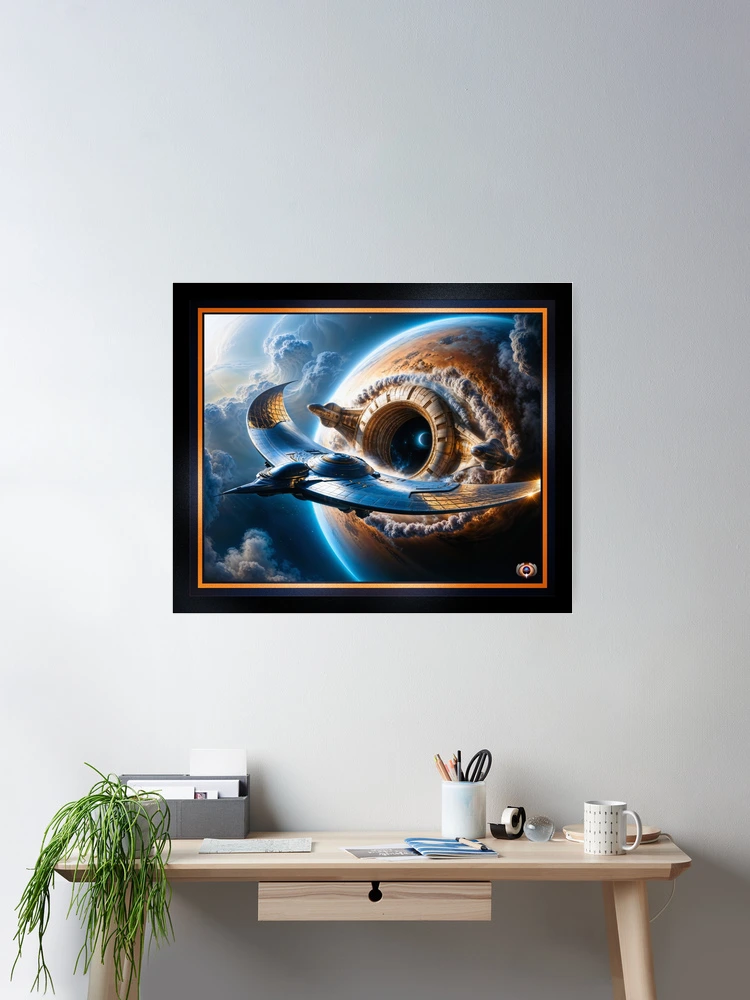 Galactic Starship Exiting The Ipellian Inter-dimensional Portal AI Concept Art by Xzendor7 | An Astounding Futuristic Vision 2 Galactic Starship Exiting The Ipellian Interdimensional Portal Breathtaking AI Concept Art by Xzendor7 Wall Decor Poster Art Print