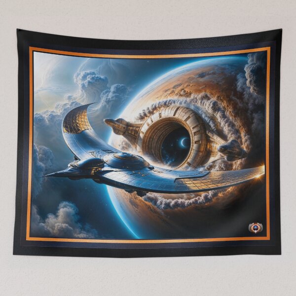 Item preview, Galactic Starship Exiting The Ipellian Interdimensional Portal Breathtaking AI Concept Art by Xzendor7 designed and sold by Xzendor7 Digital Art Creations.