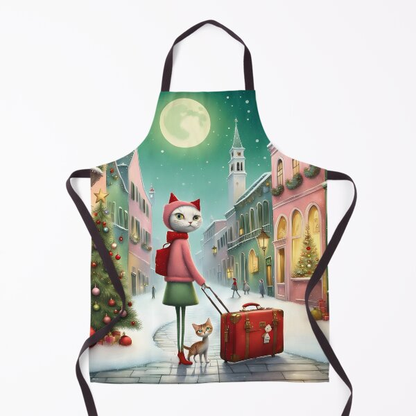 Item preview, Cat woman arrives to the city at Christmas with cats kitten tabbycat designed and sold by Coolparrotgirl.