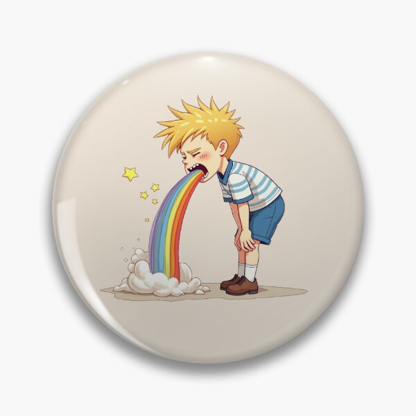Item preview, Overflowing Rainbow Magic - Whimsical Cartoon Illustration of a Boy Vomiting Colors designed and sold by marvinismyname.