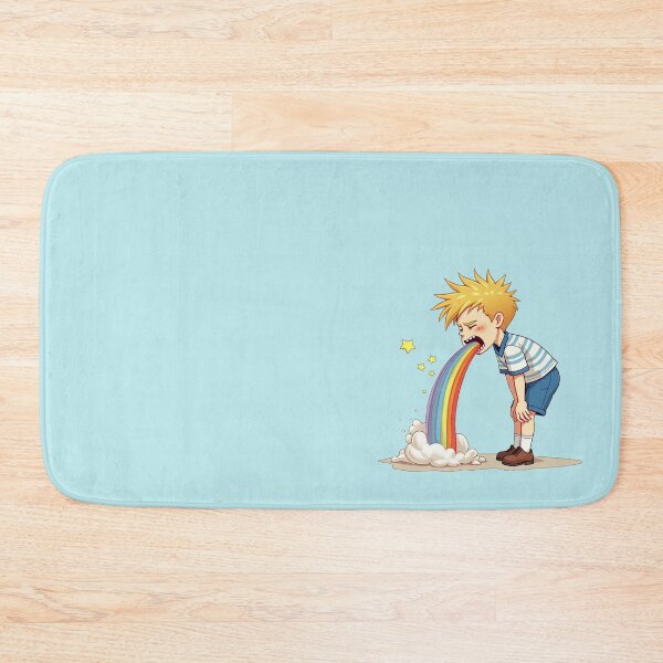 Item preview, Overflowing Rainbow Magic - Whimsical Cartoon Illustration of a Boy Vomiting Colors designed and sold by marvinismyname.