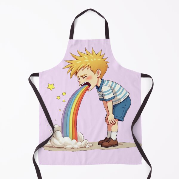 Item preview, Overflowing Rainbow Magic - Whimsical Cartoon Illustration of a Boy Vomiting Colors designed and sold by marvinismyname.