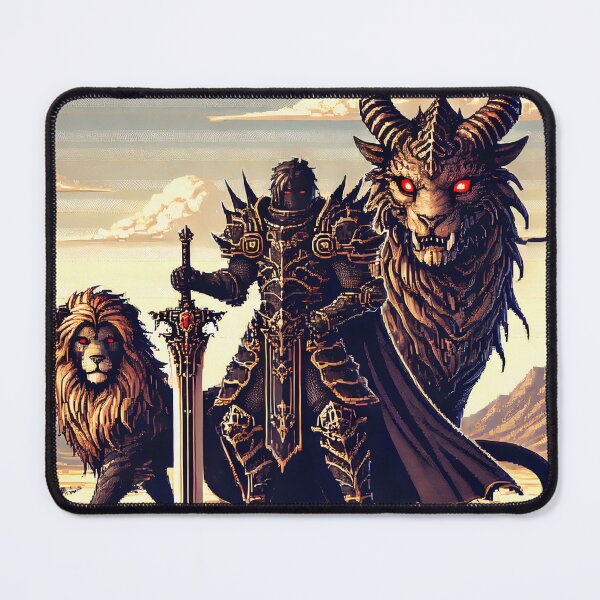 Item preview, Pixel Art Dark Knight with Mythic Beasts designed and sold by ANIARTONLINE.