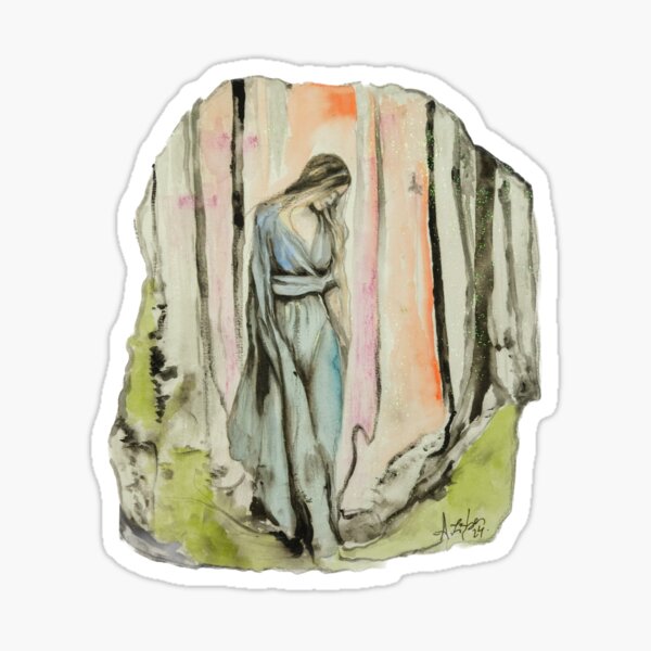 Item preview, Mystical Forest Woman - Ethereal Watercolor Art designed and sold by st0n0ga.
