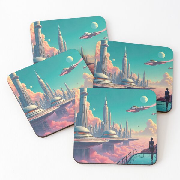 Item preview, utopian retro city, futuristic designed and sold by Mauswohn.