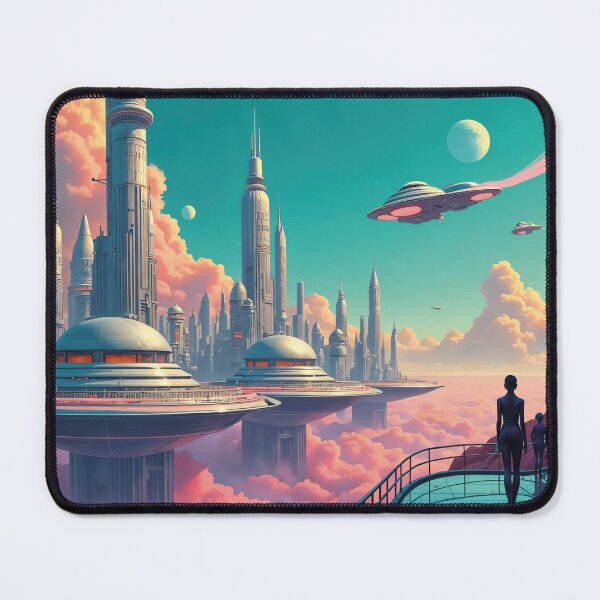 Item preview, utopian retro city, futuristic designed and sold by Mauswohn.