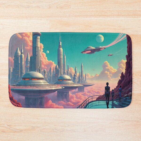 Item preview, utopian retro city, futuristic designed and sold by Mauswohn.