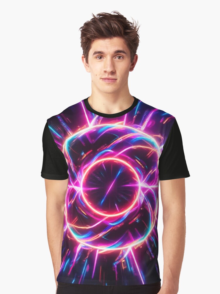 Thumbnail 1 of 5, Graphic T-Shirt, Neon Dreams in a Cyber Realm designed and sold by eXtraHumans.
