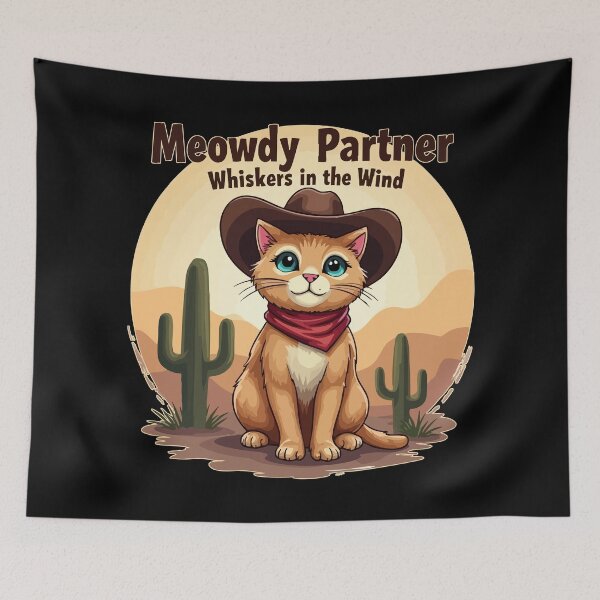 Item preview, Meowdy Partner Whiskers in the Wind Kawaii designed and sold by TomFrontierArt.