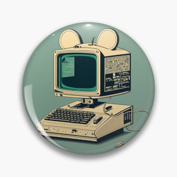 Item preview, Vintage Computer with Mouse Ears – Nostalgic Charm designed and sold by Hakubiya.