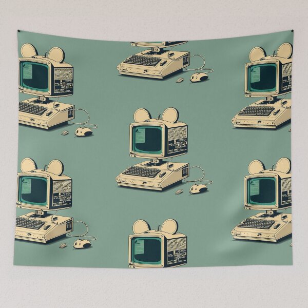 Item preview, Vintage Computer with Mouse Ears – Nostalgic Charm designed and sold by Hakubiya.