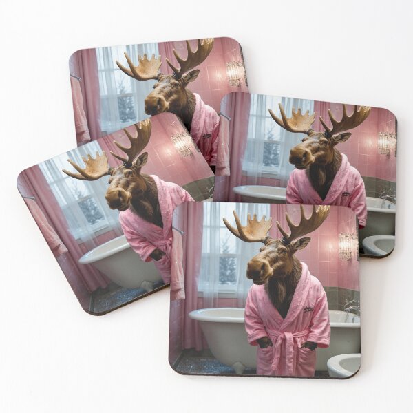 Item preview, Moose in Pink Bathrobe Spa Day designed and sold by vk09.