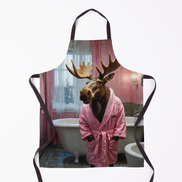 Item preview, Moose in Pink Bathrobe Spa Day designed and sold by vk09.