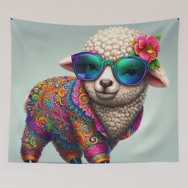 Item preview, Cool lamb in a colorful suit designed and sold by lalylaura.