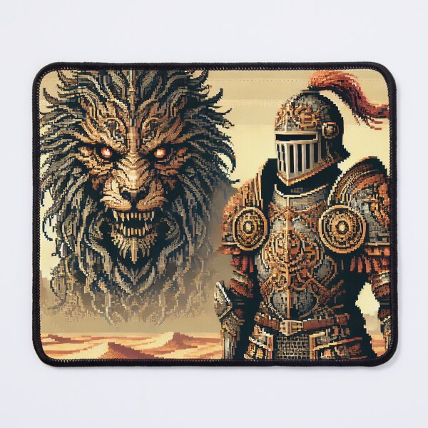 Item preview, Pixel Art Knight and the Guardian Beast designed and sold by ANIARTONLINE.