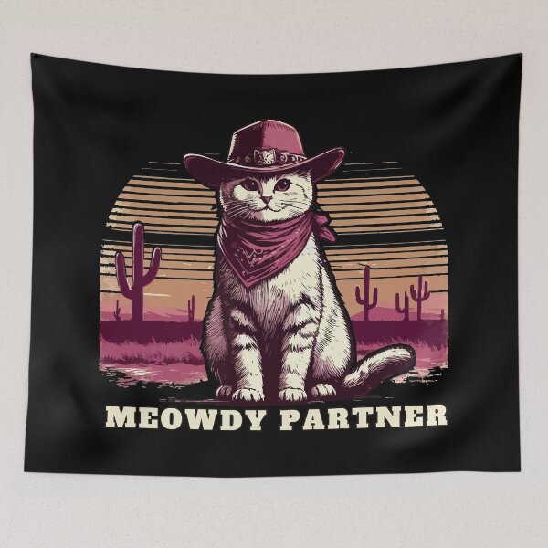 Item preview, Meowdy Partner Cowboy Cat Desert Landscape Vintage designed and sold by TomFrontierArt.