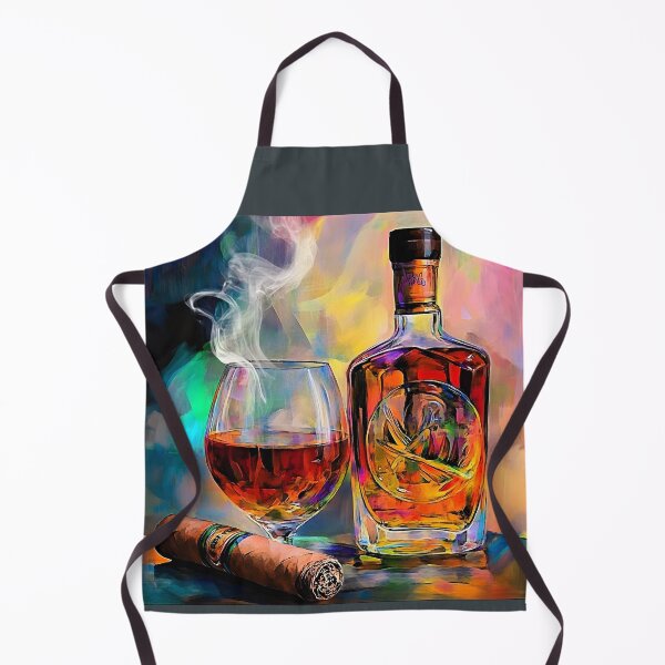 Item preview, Vibrant Display of Liquor Bottle, Glass, and Cigar with Smoky Atmosphere for a Luxurious Vibe AI Generated designed and sold by OlfactoART Studio.