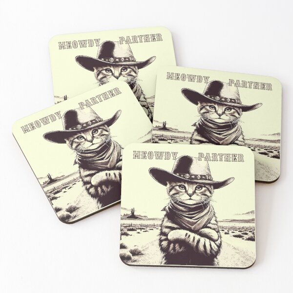 Item preview, Meowdy Partner Cowboy Cat Vintage designed and sold by TomFrontierArt.