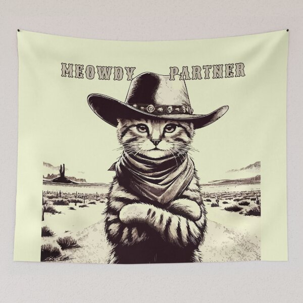 Item preview, Meowdy Partner Cowboy Cat Vintage designed and sold by TomFrontierArt.