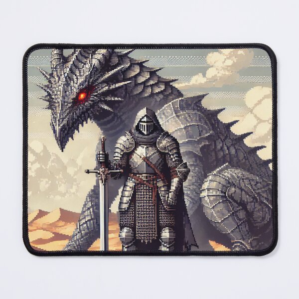 Item preview, Pixel Art Knight and the Armored Desert Dragon designed and sold by ANIARTONLINE.