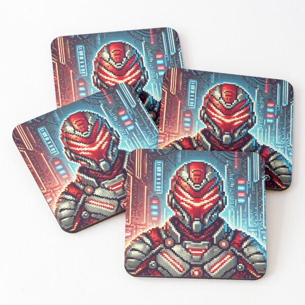 Item preview, Pixel Art Cyberpunk Sentinel in Neon Streets designed and sold by ANIARTONLINE.