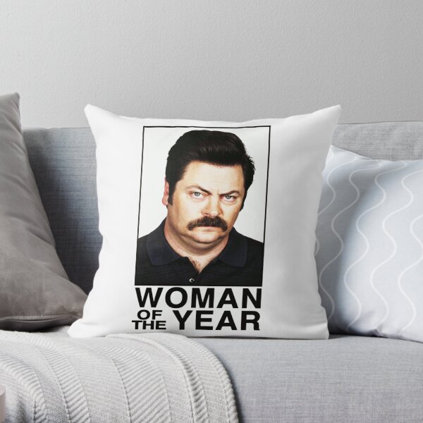 WOMAN OF THE YEAR - RON SWANSON Throw Pillow