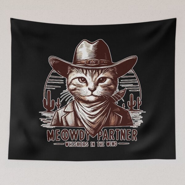 Item preview, Meowdy Partner Whiskers in the Wind Cat Vintage designed and sold by TomFrontierArt.