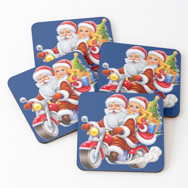 Item preview, Happy New year! Santa Claus and Snow Maiden on a motorcycle designed and sold by orthodox-icon.