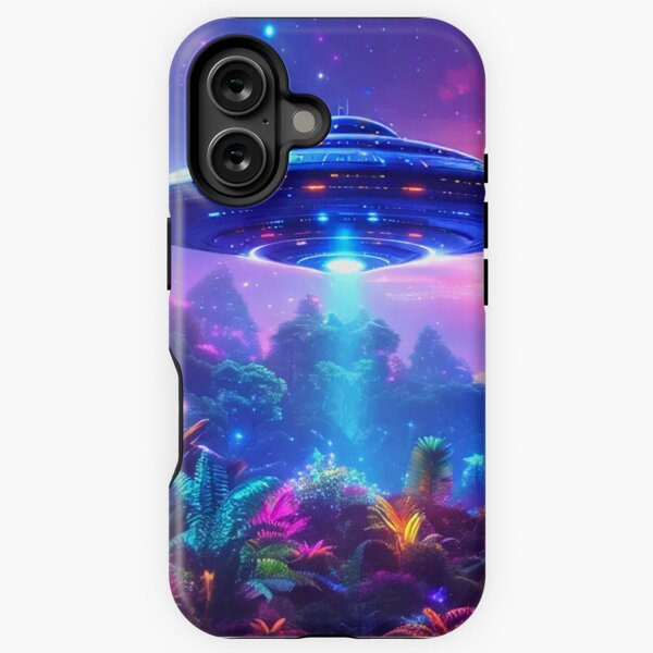 Neon Forest Encounter - UFO Art. iPhone Tough Case