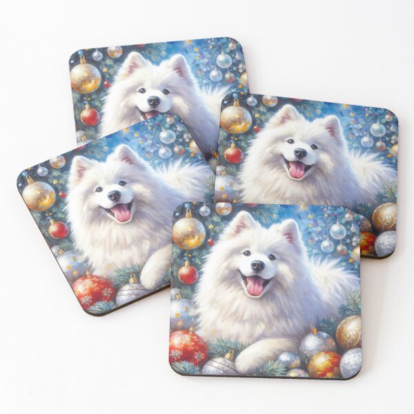 Item preview, Festive Samoyed with Christmas Holiday Baubles designed and sold by LazioJoe.