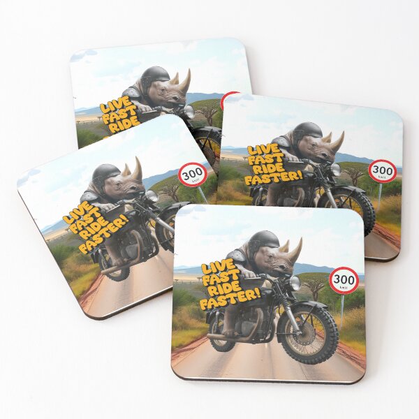 Item preview, Live Fast, Ride Faster - Rhino on a Motorcycle designed and sold by AleksKos.