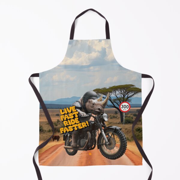 Item preview, Live Fast, Ride Faster - Rhino on a Motorcycle designed and sold by AleksKos.
