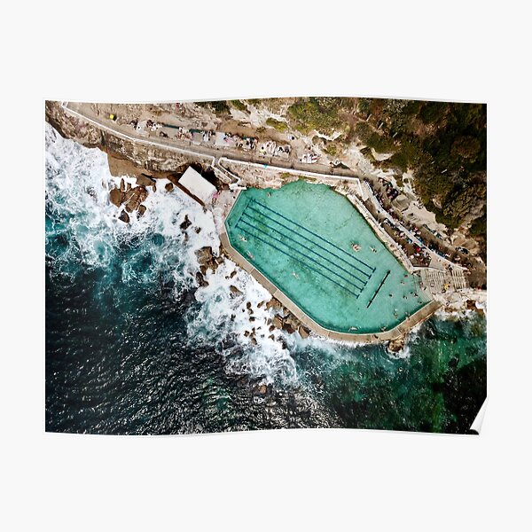 An Aerial view of Bronte rock ocean pool in Sydney Australia Poster