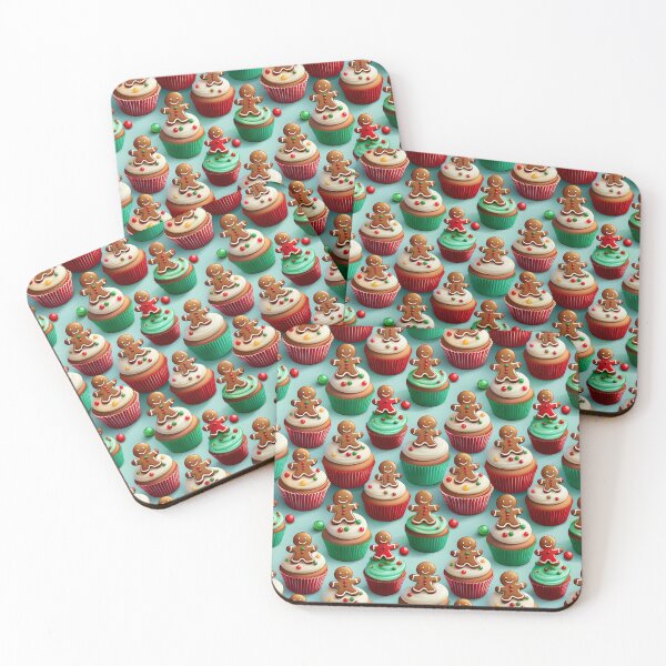 Item preview, Cupcake Christmas: A whimsical pattern featuring adorable cupcakes topped with gingerbread men designed and sold by Grang Art Artistic Designs.