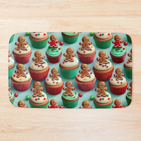 Item preview, Cupcake Christmas: A whimsical pattern featuring adorable cupcakes topped with gingerbread men designed and sold by Grang Art Artistic Designs.