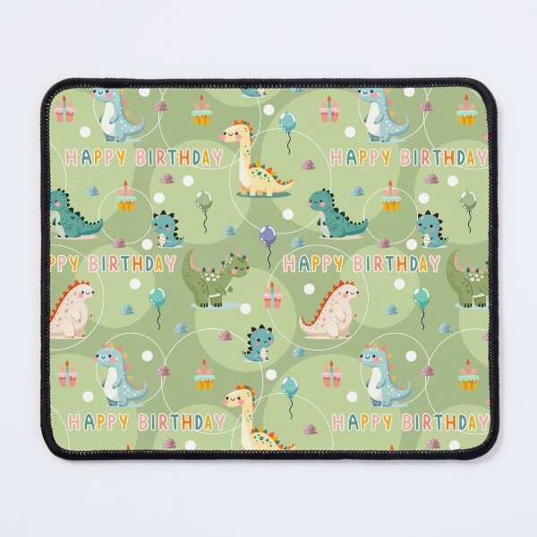 Item preview, Seamless green dinosaur birthday pattern with cute dinosaurs designed and sold by BellaRoxiell.