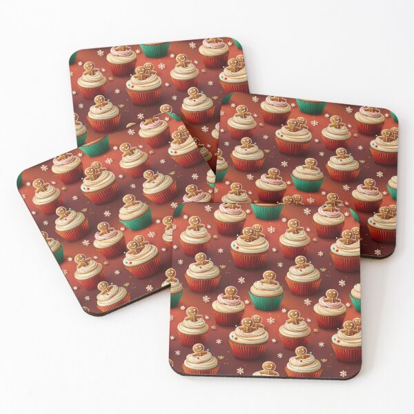 Item preview, Gingerbread Cupcake Parade: A playful pattern showcasing a procession of cupcakes topped with gingerbread men designed and sold by Grang Art Artistic Designs.