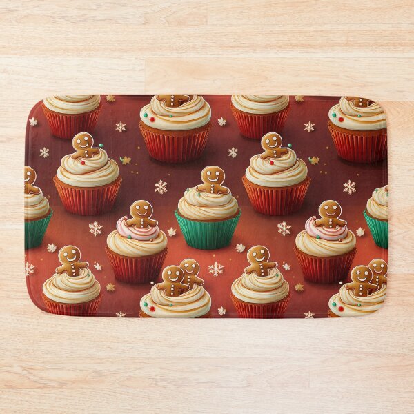 Item preview, Gingerbread Cupcake Parade: A playful pattern showcasing a procession of cupcakes topped with gingerbread men designed and sold by Grang Art Artistic Designs.