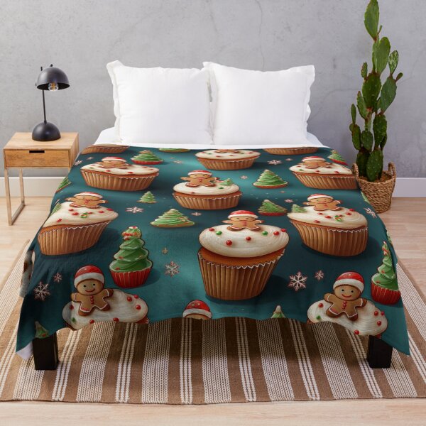 Item preview, Gingerbread Joy: A joyful pattern featuring cupcakes topped with gingerbread men in a winter wonderland. The background is filled with snowflakes and other festive elements. designed and sold by Grang Art Artistic Designs.