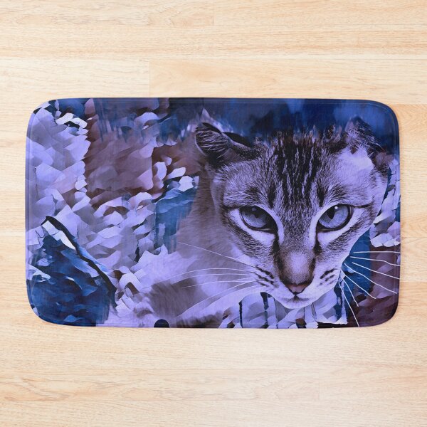 Item preview, BRIGHT BLUE, GREY, BROWN AND TEAL CAT ON LONG NOVEMBER WALK  designed and sold by Most1234.