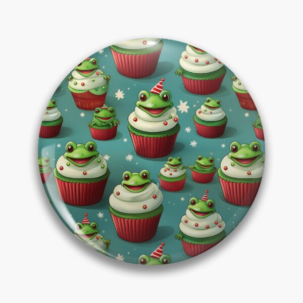 Item preview, Frosted Friends: A fun and friendly pattern featuring cupcakes topped with frogs, each one with a different expression and personality. The cupcakes are decorated with colorful frosting and sprinkles. designed and sold by Grang Art Artistic Designs.