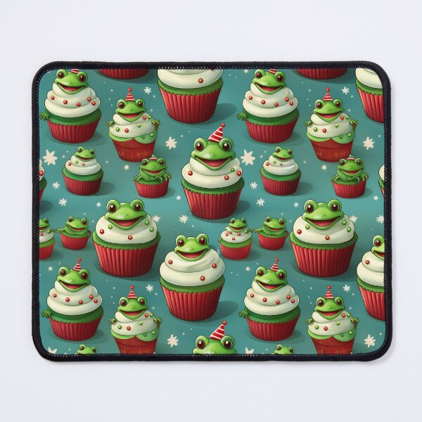 Item preview, Frosted Friends: A fun and friendly pattern featuring cupcakes topped with frogs, each one with a different expression and personality. The cupcakes are decorated with colorful frosting and sprinkles. designed and sold by Grang Art Artistic Designs.