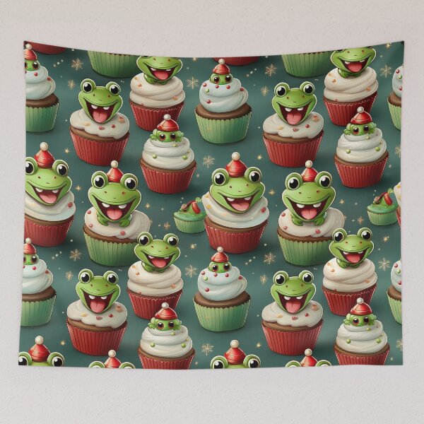 Item preview, Cupcake Fun: A fun and energetic pattern featuring cupcakes topped with happy frogs designed and sold by Grang Art Artistic Designs.